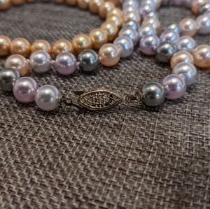 Set: faux multicolor pearl necklace & bracelet
